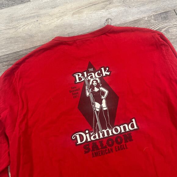 Vintage American Eagle Red Mens L Skater Graphic Edgy T-Shirt Pin Up Girl y2k - Picture 8 of 8